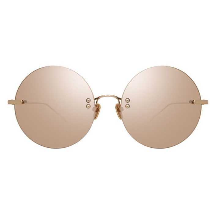 Lumaframe Round Rose Gold-Tone Sunglasses with Reflective Lenses