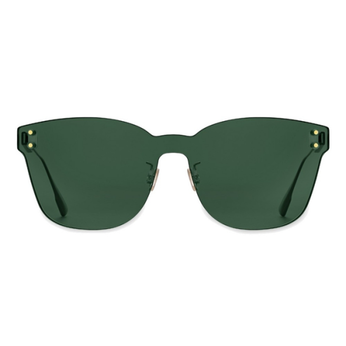 Lumaframe Green Rimless Mask-Style Sunglasses with Gold-Tone Accents