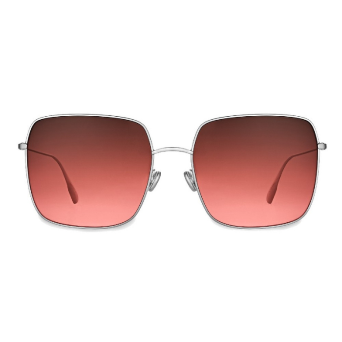 Lumaframe Oversized Square Silver Sunglasses with Pink Gradient Lenses