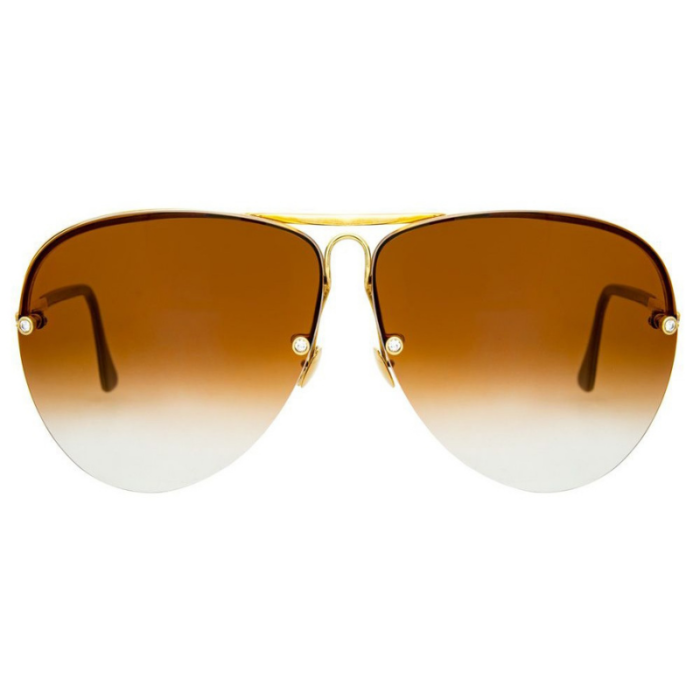 Lumaframe Oversized Yellow Gold-Tone Sunglasses with Artificial Stones