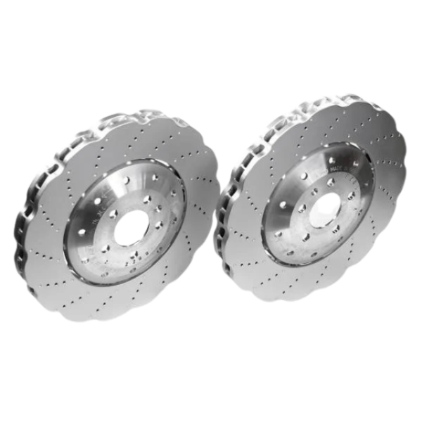 Luma Auto Parts Pair of 2-Piece Lightweight Front Brake Rotors with Black Hat and Slotted Drilled Surface